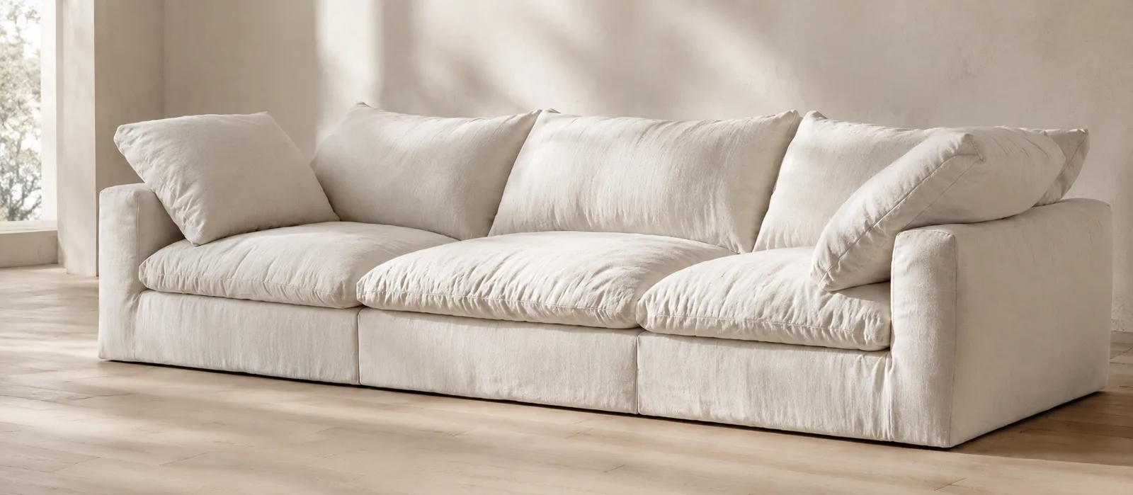 The RH Cloud Modular Sofa in white fabric
